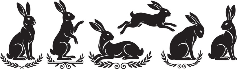 A set of rabbits. Hand drawn vector illustration © Михаил Н