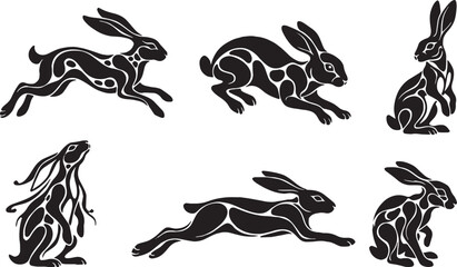 A set of rabbits. Hand drawn vector illustration © Михаил Н
