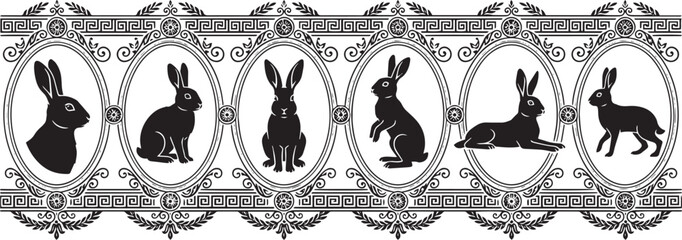 A set of rabbits. Hand drawn vector illustration © Михаил Н