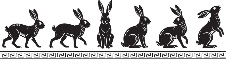 A set of rabbits. Hand drawn vector illustration © Михаил Н