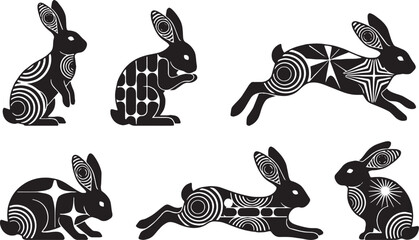 A set of rabbits. Hand drawn vector illustration © Михаил Н