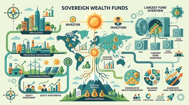 Sovereign wealth funds global investment and wealth management diagram