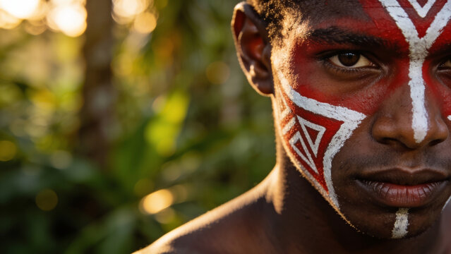 Atributed face paint highlights tribal identity and cultural pride