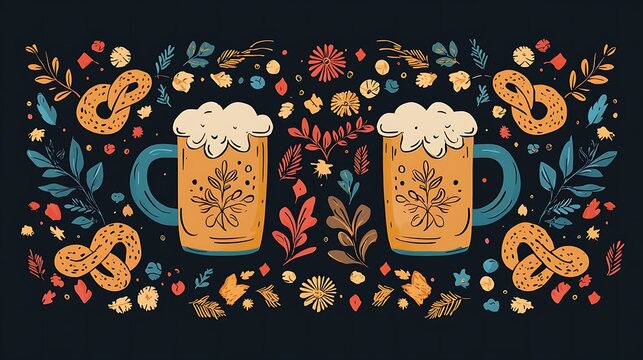 Two beer mugs illustration design