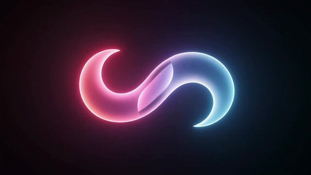 青とピンクのネオンが描くS字の曲線