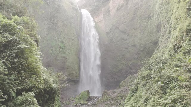 Aerial View of Majestic Tropical Waterfall