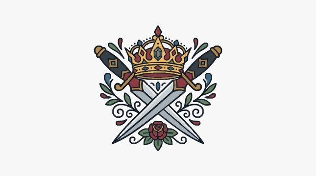 Regal Crowned Heraldic Shield Emblem.