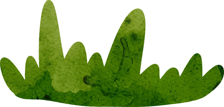 Green watercolor grass patch with textured effect
