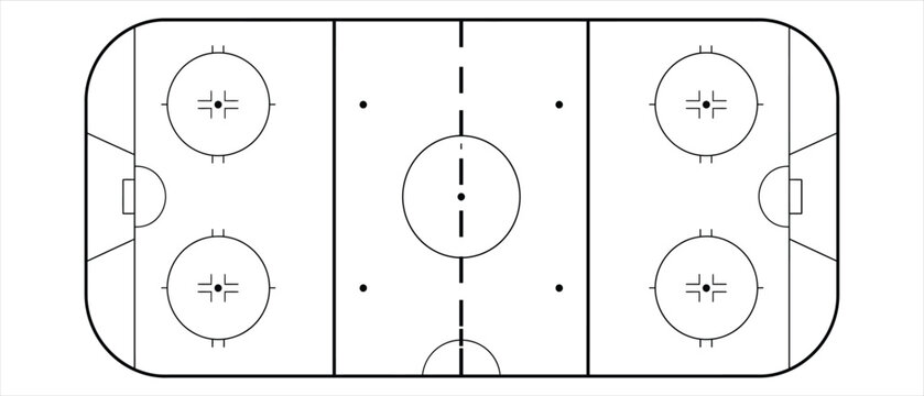 Ice hockey rink schematic diagram with rink plan blue line red line stadium plan