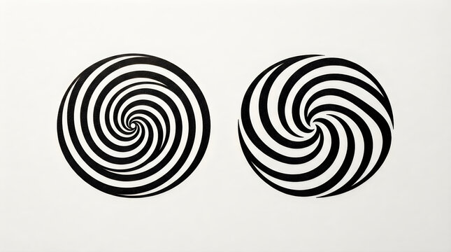 Black and white spiral circles pattern design with hypnotic swirls