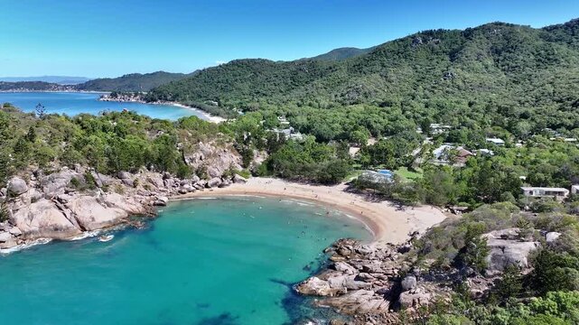 Spectacular cinematic aerial footage of Alma Bay Magnetic Island Queensland Australia