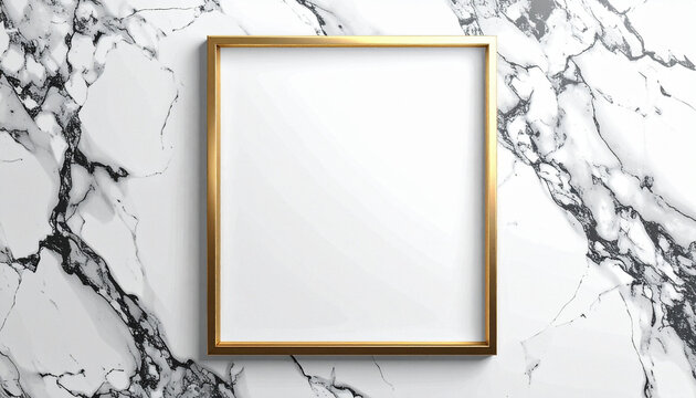 Minimalist gold frame on marble background texture for design use 2