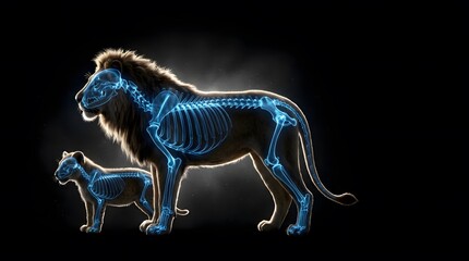 Fototapeta premium Futuristic glowing wireframe horse on a dark background