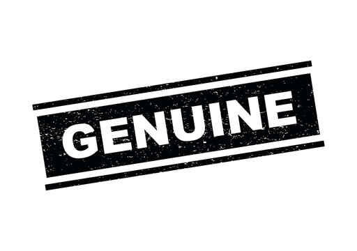 Black genuine rubber stamp sign with a grunge texture effect for product labels isolated on transparent background