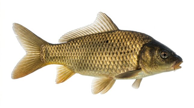 Common carp fish isolated on white background