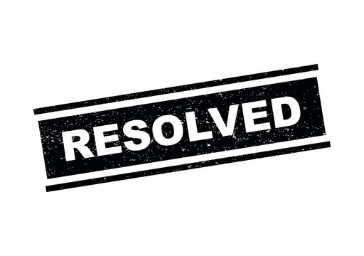 Black ink rubber stamp with the word resolved written in a bold font style isolated on transparent background