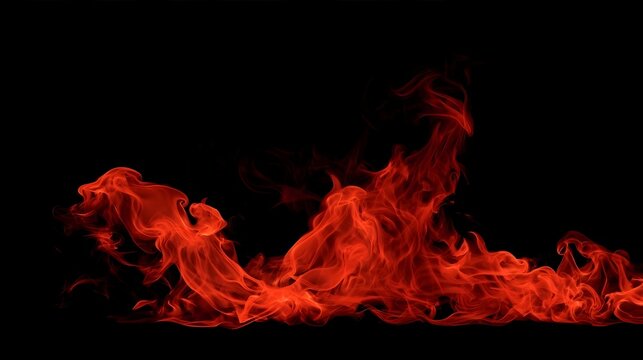 Abstract red fire flame isolated on black background for your design