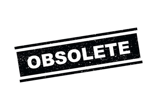 Black rubber stamp with the word obsolete in a vintage grunge ink texture style isolated on transparent background