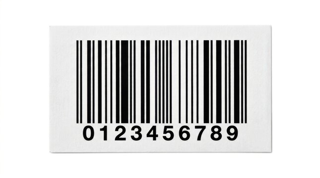 Barcode label with numbers isolated on white background