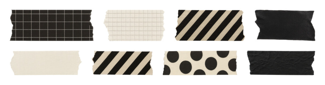 PNG Decorative black and white tapes on transparent background