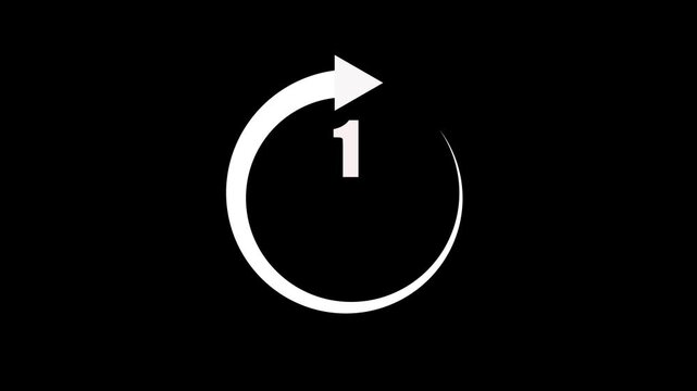 1 minute timer arrow circular countdown indicator animation video