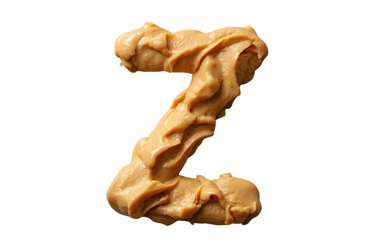 Edible alphabet letter Z made from creamy spread