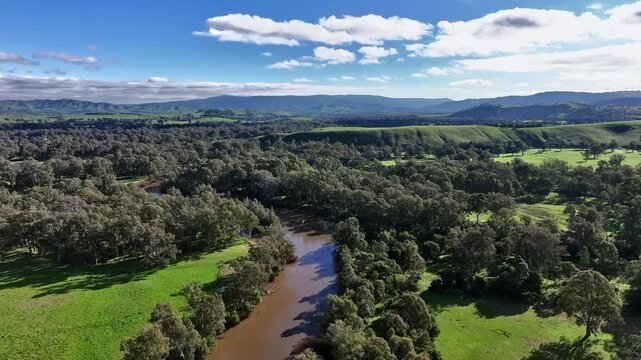 Cinematic aerial footage of Ghin Ghin near Yea Victoria Australia