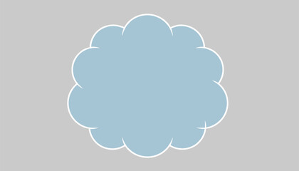 Fototapeta premium Minimalist fluffy blue cloud shape with a thin white outline centered on a solid grey background for text space.