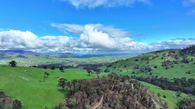 Cinematic aerial footage of Ghin Ghin near Yea Victoria Australia