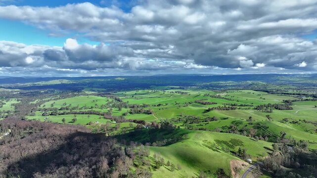 Cinematic aerial footage of Ghin Ghin near Yea Victoria Australia