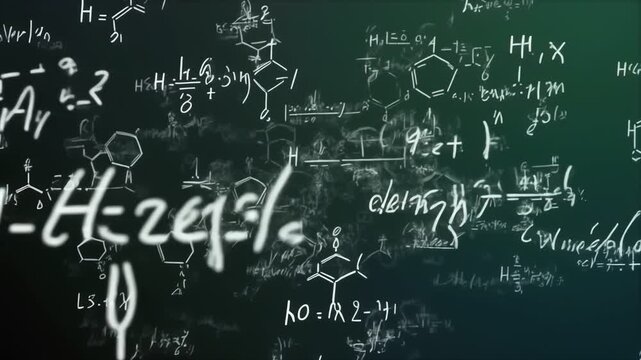 Science and Mathematical Formulas Floating on Dark Background