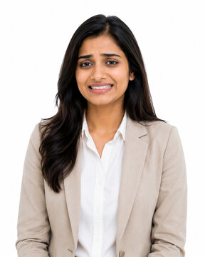 portrait of a young business woman fake smile
