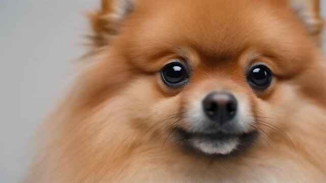 Close-up of Fluffy Pomeranian with Fox-like Face and Alert Expression