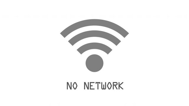 No Wifi Icon Connection Sign or Turn off The Wifi no network available animation on white background. 4K