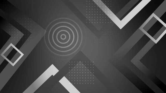 Abstract background with geometric shapes diagonal frames circles and dotted patterns animation