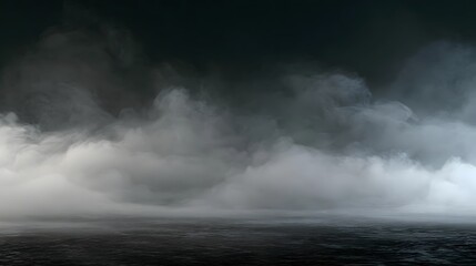 Fototapeta premium Realistic white smoke or fog on grey and black background, atmospheric low mist ground effect