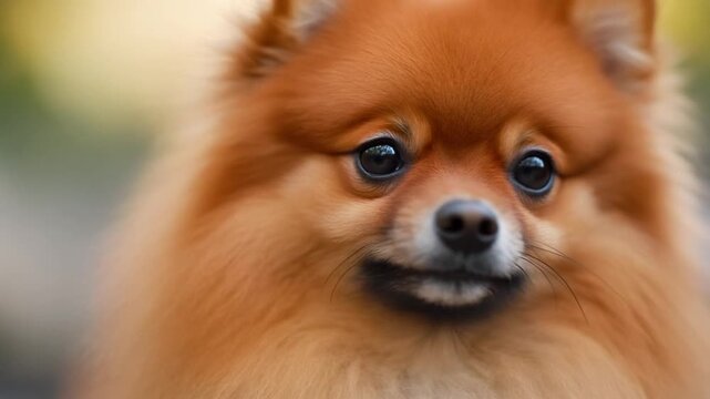Close-up of Fluffy Pomeranian with Fox-like Face and Alert Expression