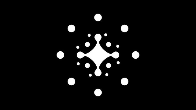Sparkling star burst shape surrounded by scattered tiny white dots creating a glittering shine or magic sparkle motion graphic overlay element design