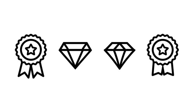VIP status, loyalty line icon set. Exclusive membership benefit, diamond, premium quality minimal vector illustrations. Simple outline signs for club member. 