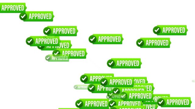 Green Approved Check Mark Badge Icon Animation on White Background