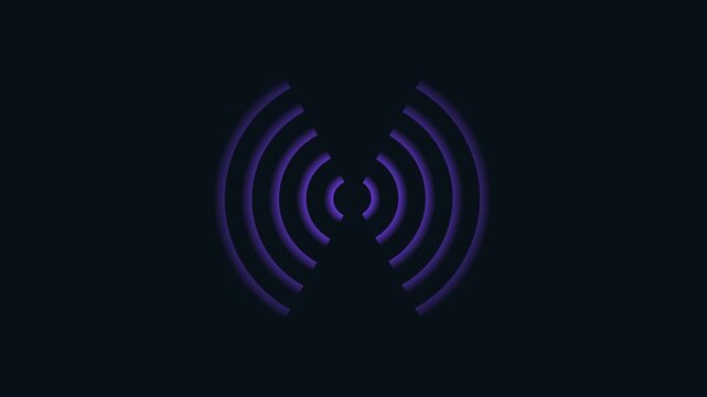 Purple Dual Radio Wave Animation Wireless Signal Broadcast Antenna Radar Pulse Bidirectional Communication Technology Background Futuristic Seamless Loop 4K Motion Graphics