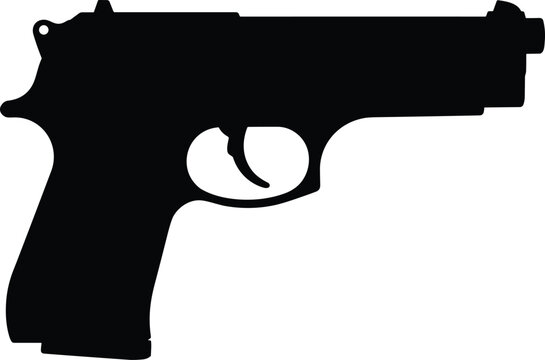 Handgun semi automatic pistol black vector silhouette icon for security defense law enforcement military or tactical weapon sign