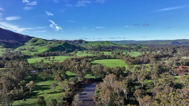 Cinematic aerial footage of Molesworth Victoria Australia