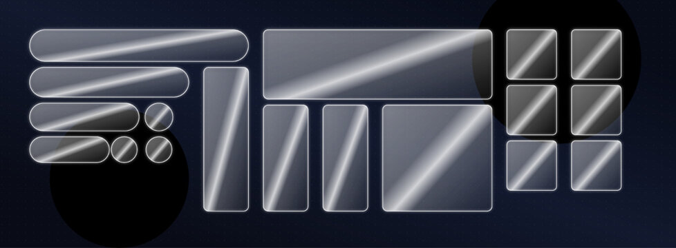 Glossy ui elements on dark background with arranged dark blue background subtle lighting elements including rectangles shiny metallic elements various shiny interface with resources