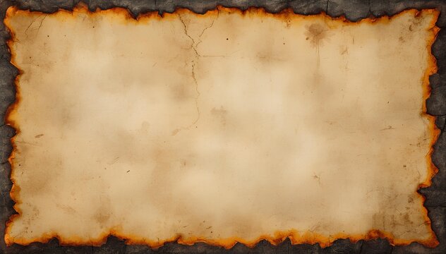 Old vintage burned paper parchment background with space for text or design elements
