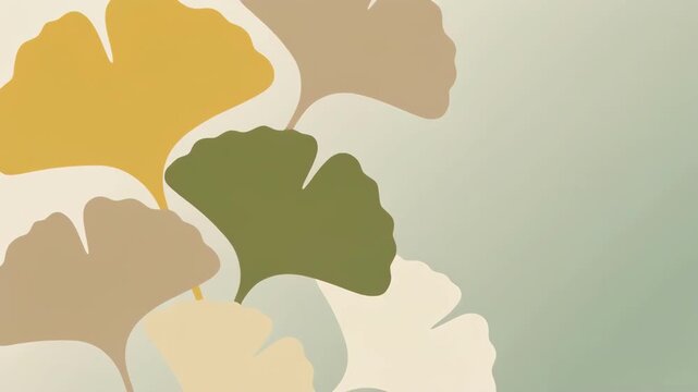 Abstract illustration of ginkgo leaves in earthy tones on a muted background