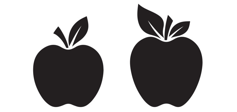 Black apple fruit silhouette vector icon isolated on white background vector illustrator eps10
