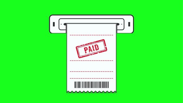 vector illustration of a paid printer receipt