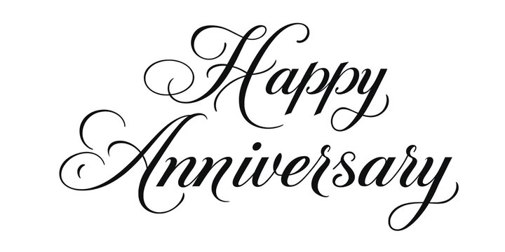 Beautiful elegant handwritten happy anniversary calligraphy text in cursive style design