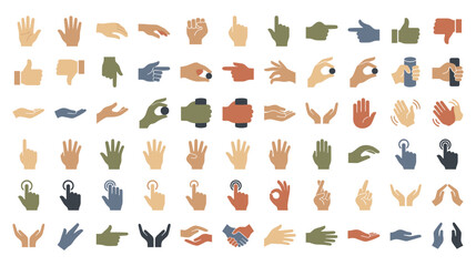 Fototapeta premium Set of human hands in diverse gestures and skin tones.